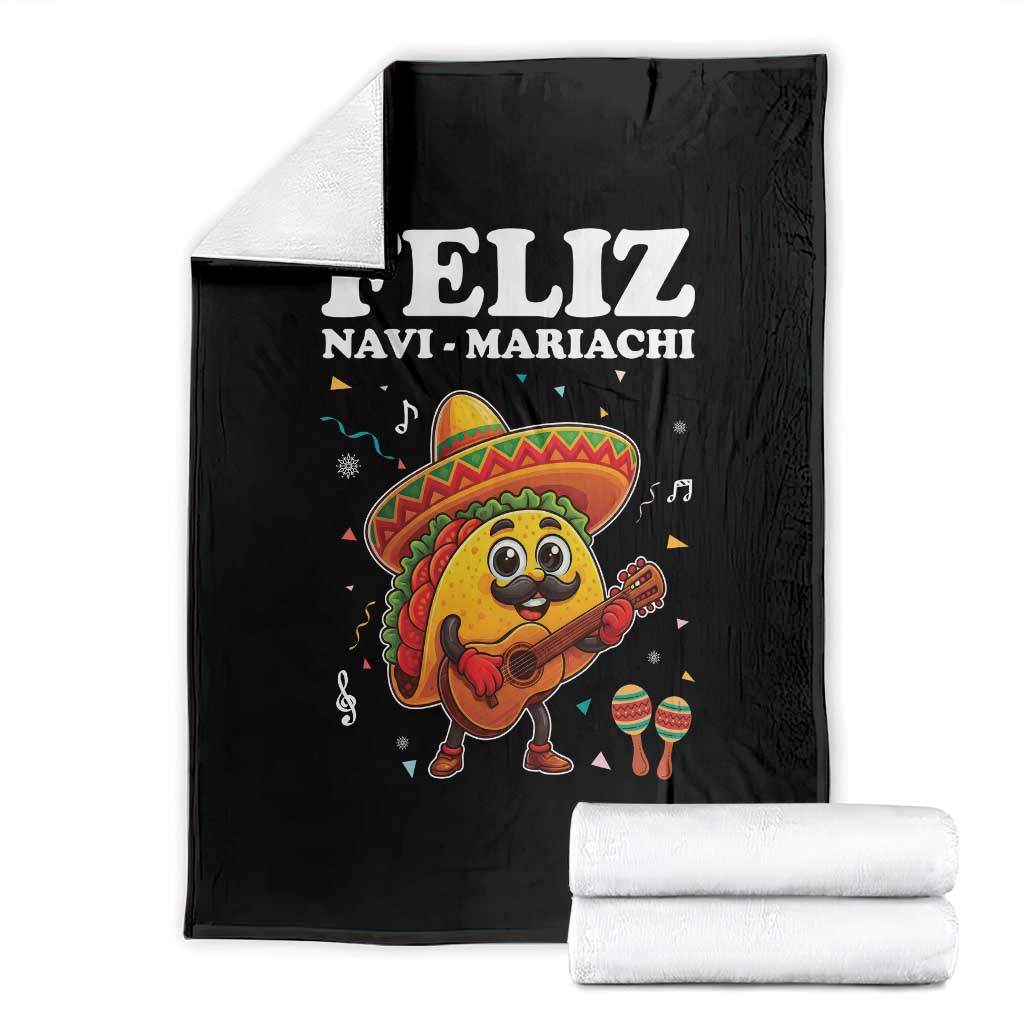 Funny Taco Mexican Christmas Throw Blanket Feliz Navi Mariachi - Wonder Print Shop
