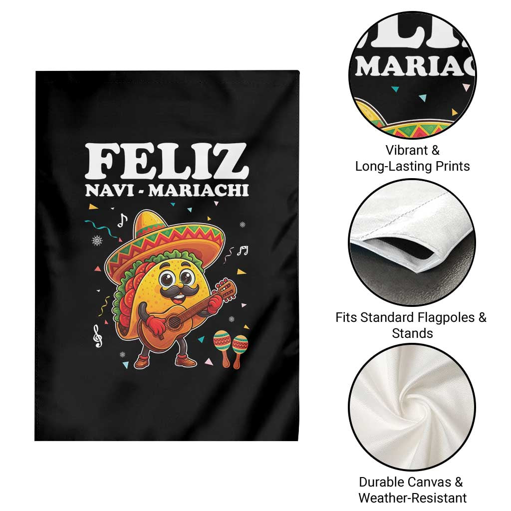 Funny Taco Mexican Christmas Garden Flag Feliz Navi Mariachi - Wonder Print Shop