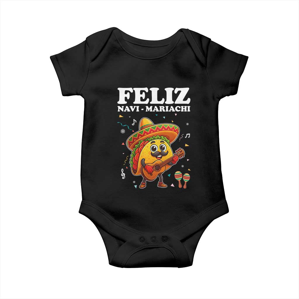 Funny Taco Mexican Christmas Baby Onesie Feliz Navi Mariachi - Wonder Print Shop