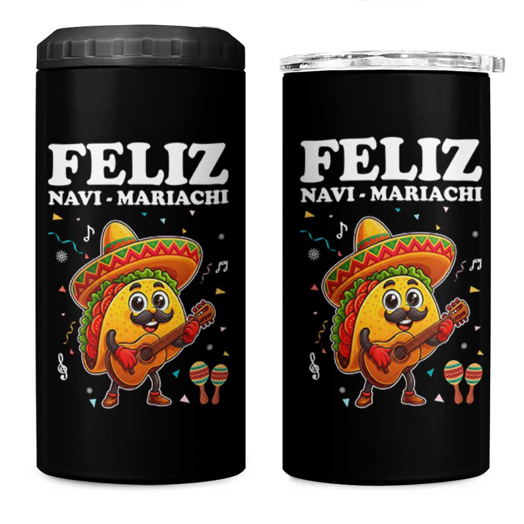 Funny Taco Mexican Christmas 4 in 1 Can Cooler Tumbler Feliz Navi Mariachi - Wonder Print Shop