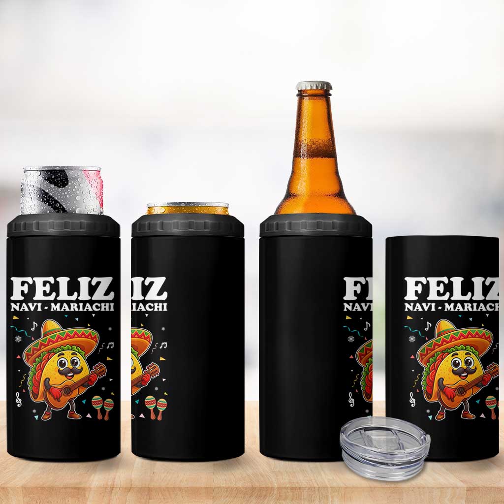Funny Taco Mexican Christmas 4 in 1 Can Cooler Tumbler Feliz Navi Mariachi - Wonder Print Shop