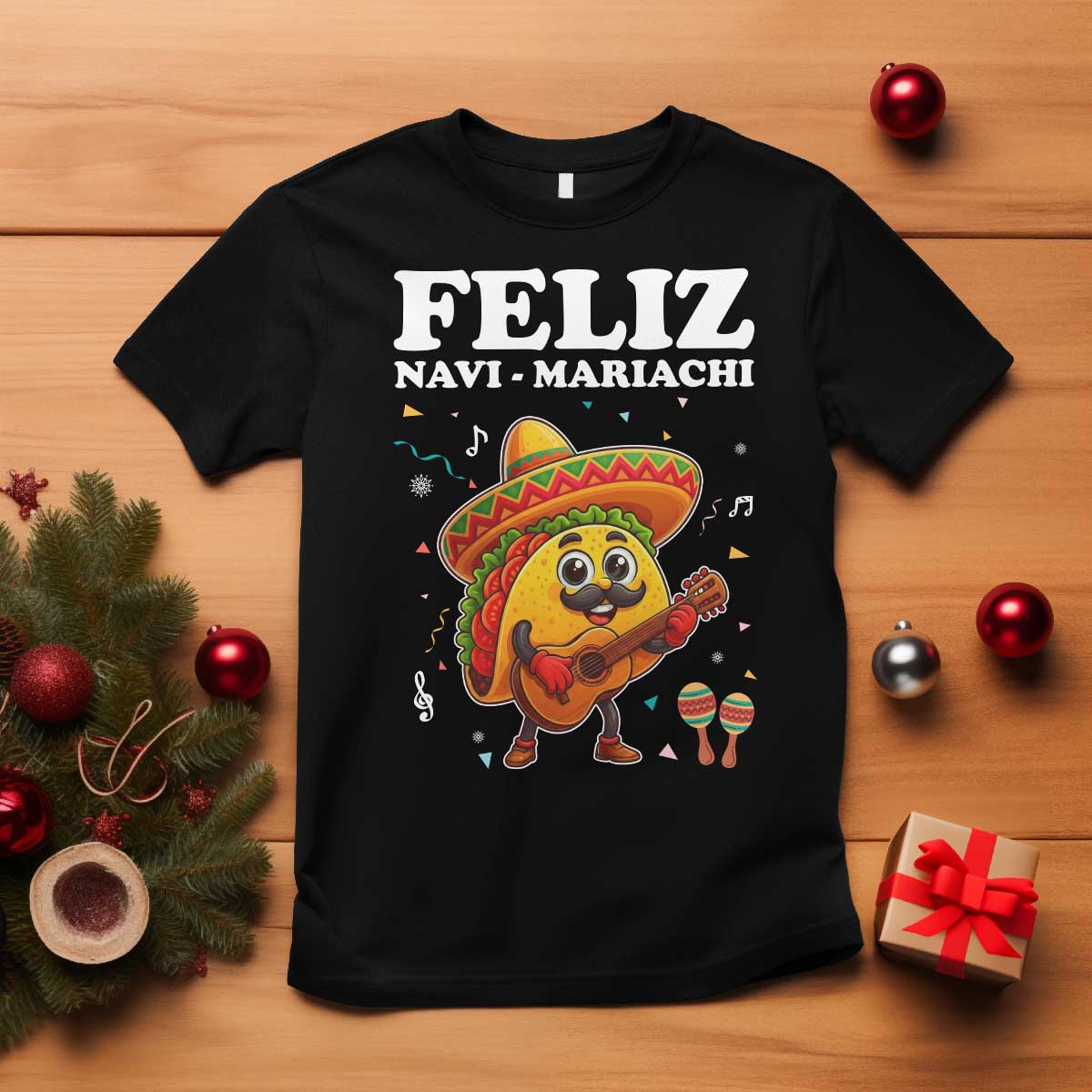 Funny Taco Mexican Christmas T Shirt Feliz Navi Mariachi - Wonder Print Shop