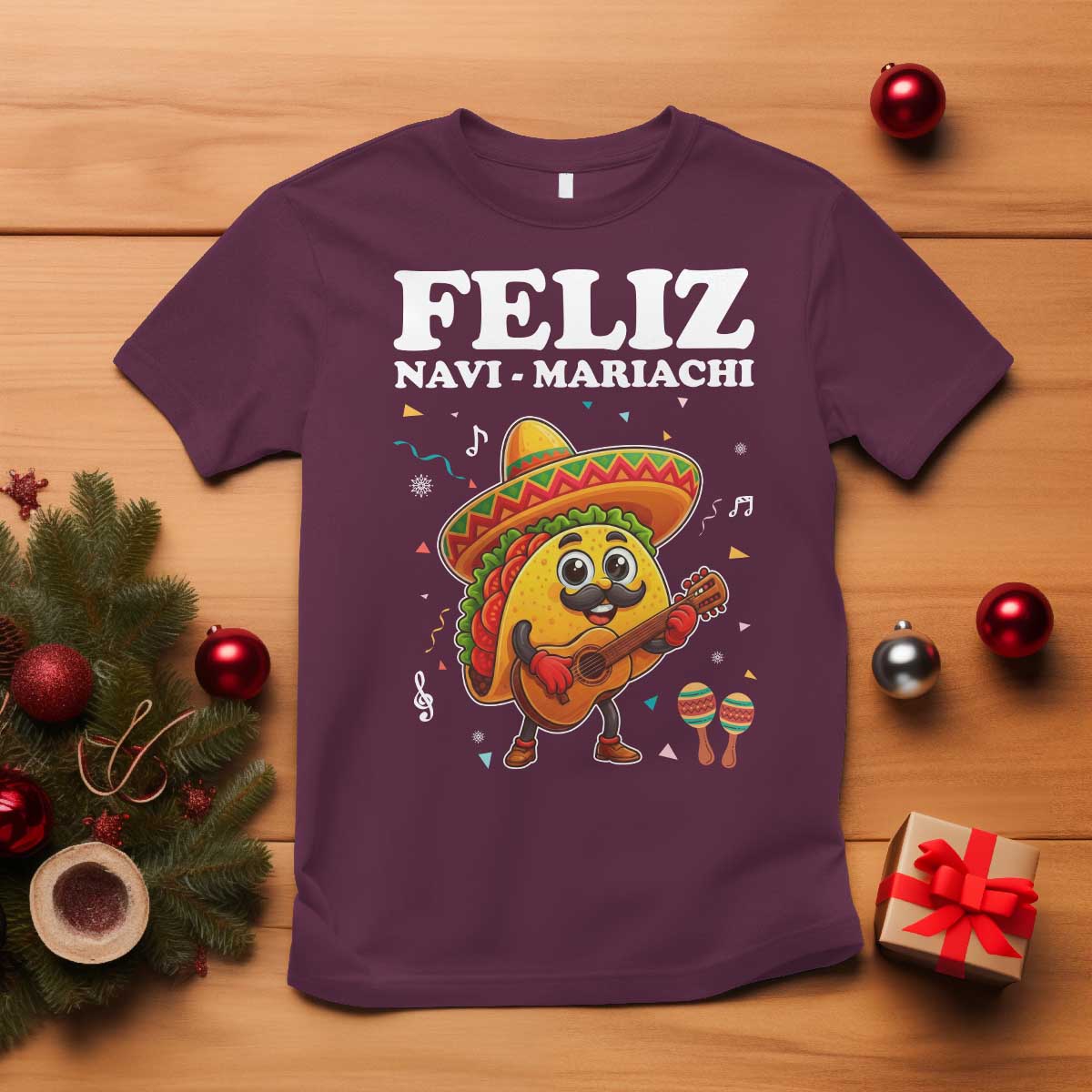 Funny Taco Mexican Christmas T Shirt Feliz Navi Mariachi - Wonder Print Shop
