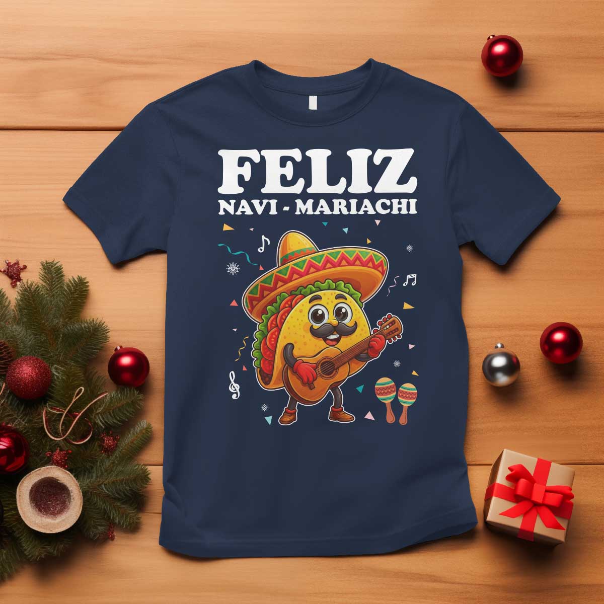 Funny Taco Mexican Christmas T Shirt Feliz Navi Mariachi - Wonder Print Shop