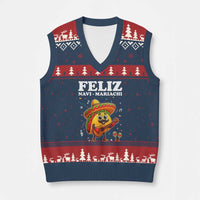 Funny Taco Mexican Xmas V-Neck Knit Sweater Vest Feliz Navi Mariachi - Wonder Print Shop