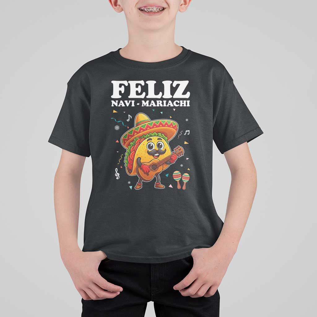 Funny Taco Mexican Christmas T Shirt For Kid Feliz Navi Mariachi - Wonder Print Shop