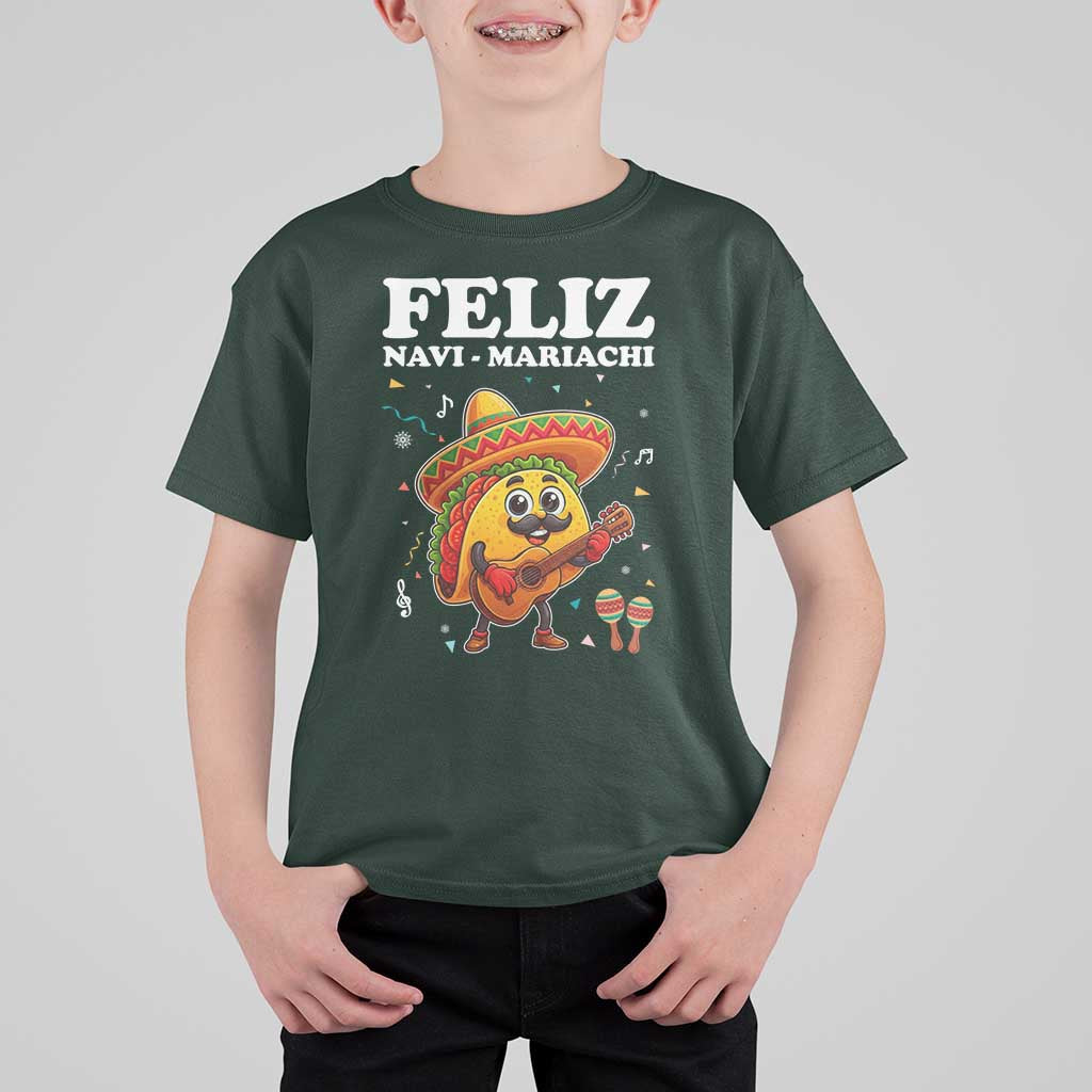 Funny Taco Mexican Christmas T Shirt For Kid Feliz Navi Mariachi - Wonder Print Shop