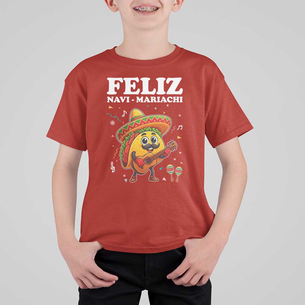 Funny Taco Mexican Christmas T Shirt For Kid Feliz Navi Mariachi - Wonder Print Shop