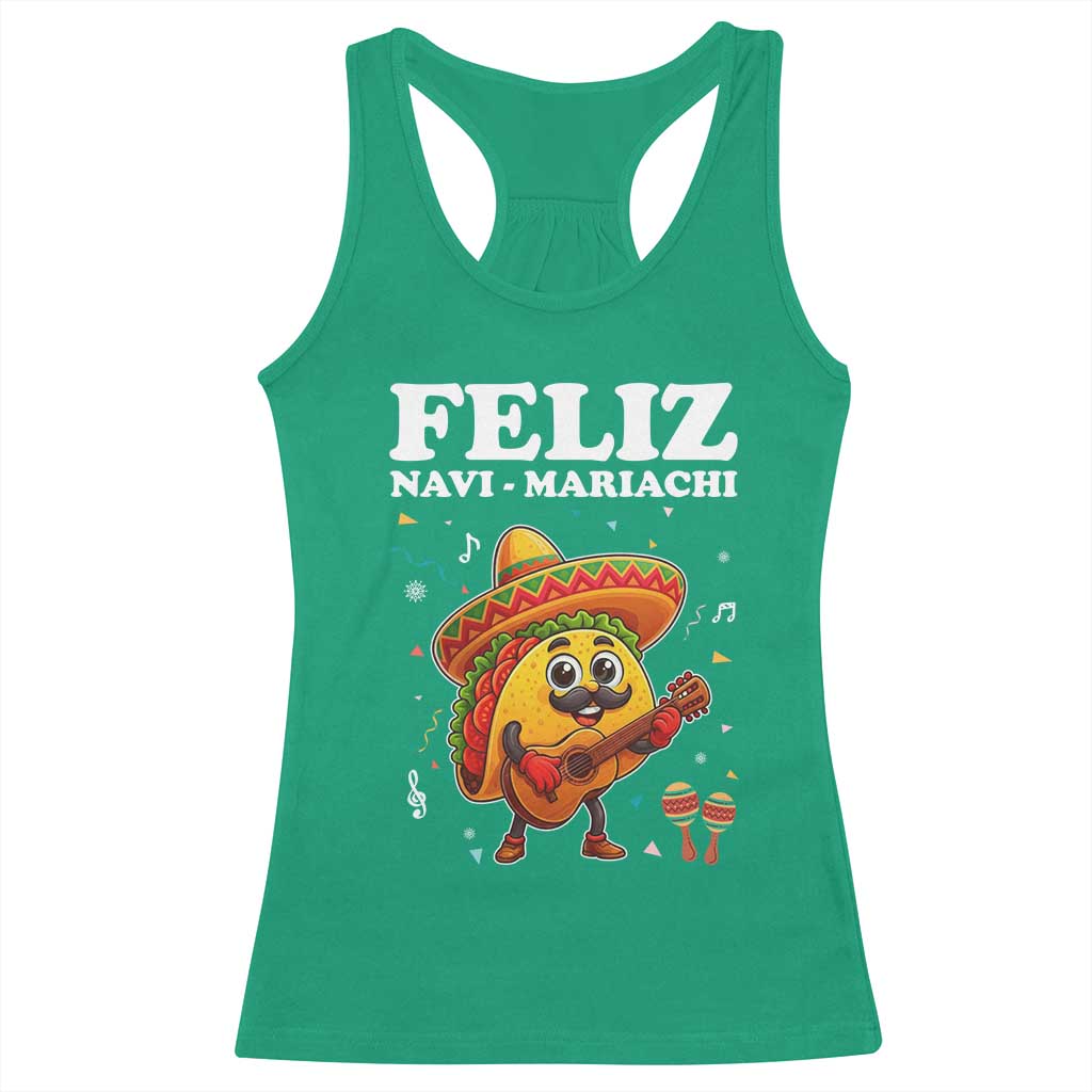 Funny Taco Mexican Christmas Racerback Tank Top Feliz Navi Mariachi - Wonder Print Shop