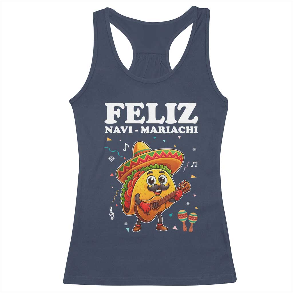 Funny Taco Mexican Christmas Racerback Tank Top Feliz Navi Mariachi - Wonder Print Shop