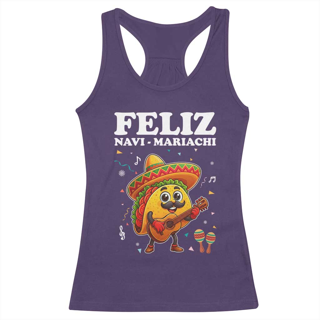 Funny Taco Mexican Christmas Racerback Tank Top Feliz Navi Mariachi - Wonder Print Shop