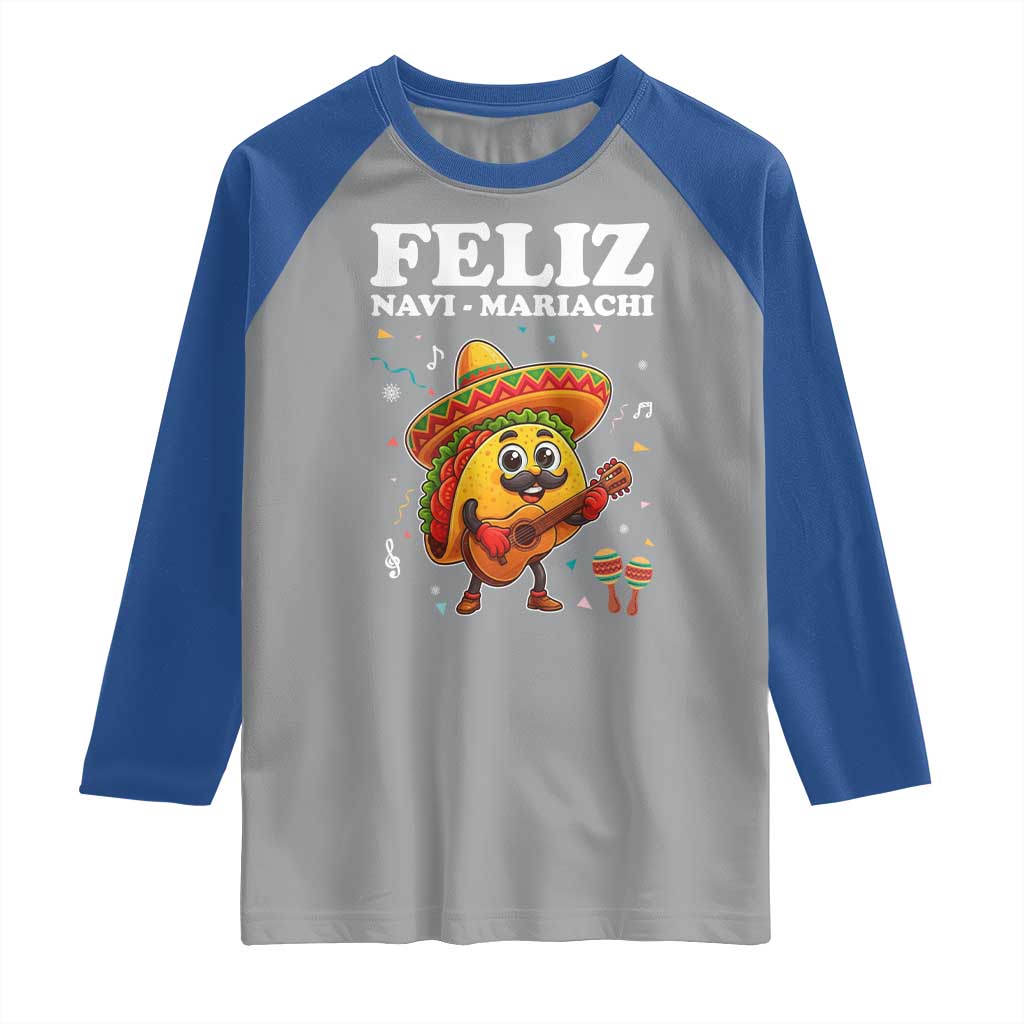 Funny Taco Mexican Christmas Raglan Shirt Feliz Navi Mariachi - Wonder Print Shop