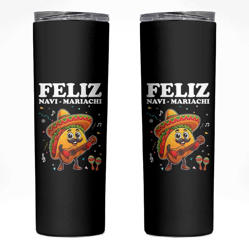 Funny Taco Mexican Christmas Skinny Tumbler Feliz Navi Mariachi - Wonder Print Shop