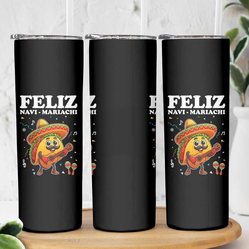 Funny Taco Mexican Christmas Skinny Tumbler Feliz Navi Mariachi - Wonder Print Shop