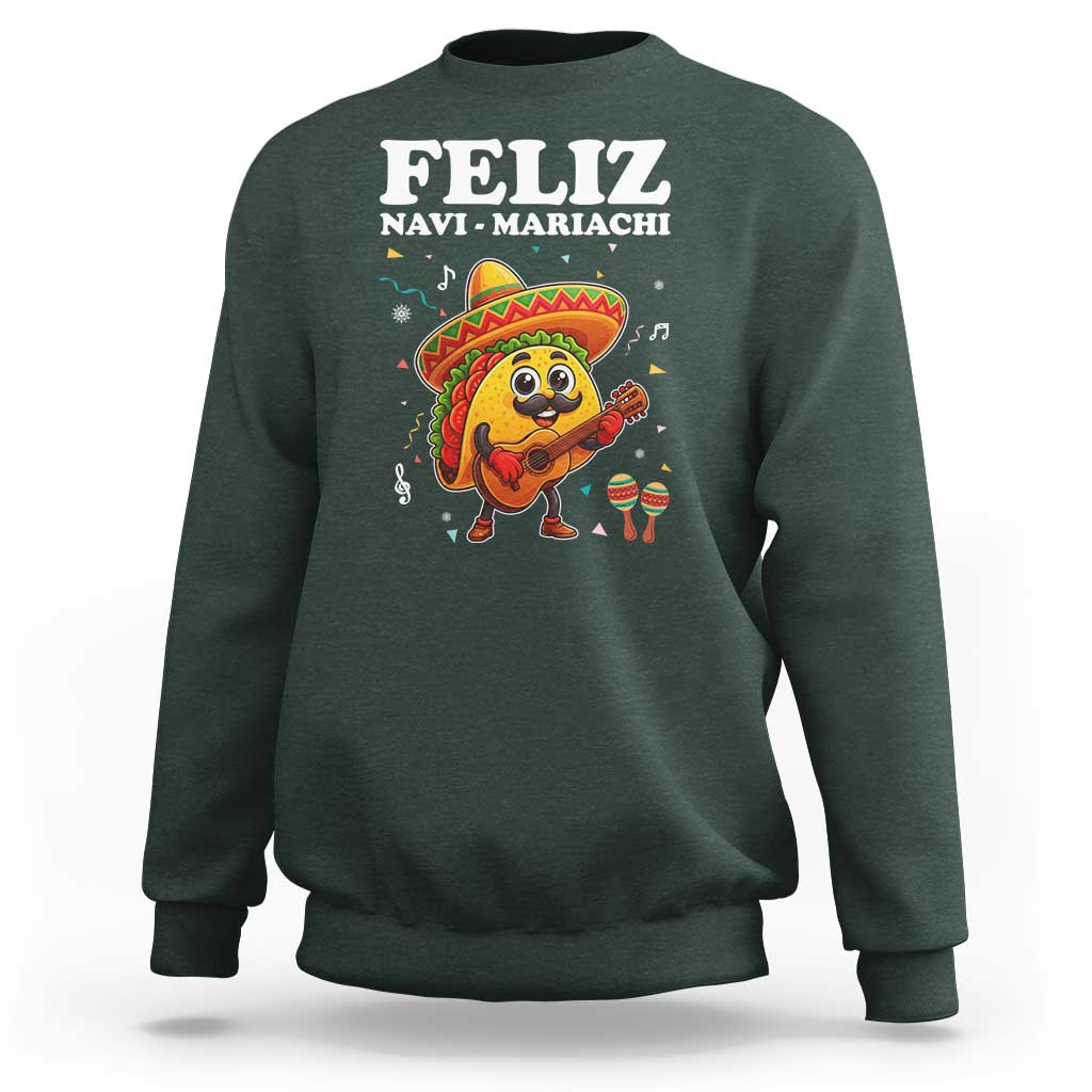 Funny Taco Mexican Christmas Sweatshirt Feliz Navi Mariachi - Wonder Print Shop