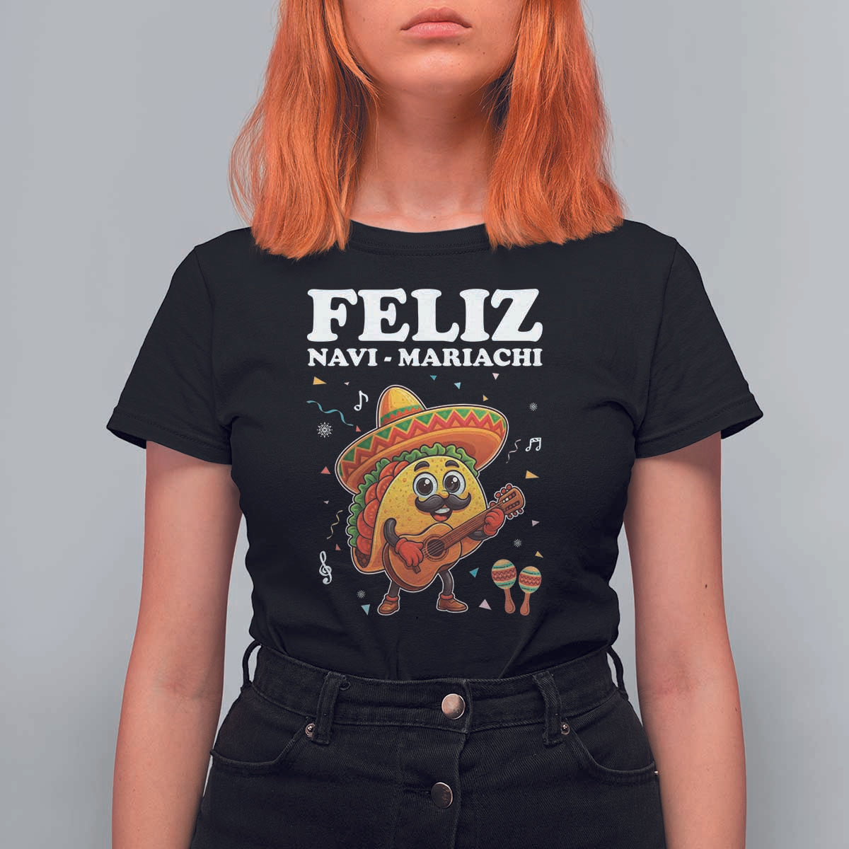 Funny Taco Mexican Christmas T Shirt For Women Feliz Navi Mariachi - Wonder Print Shop