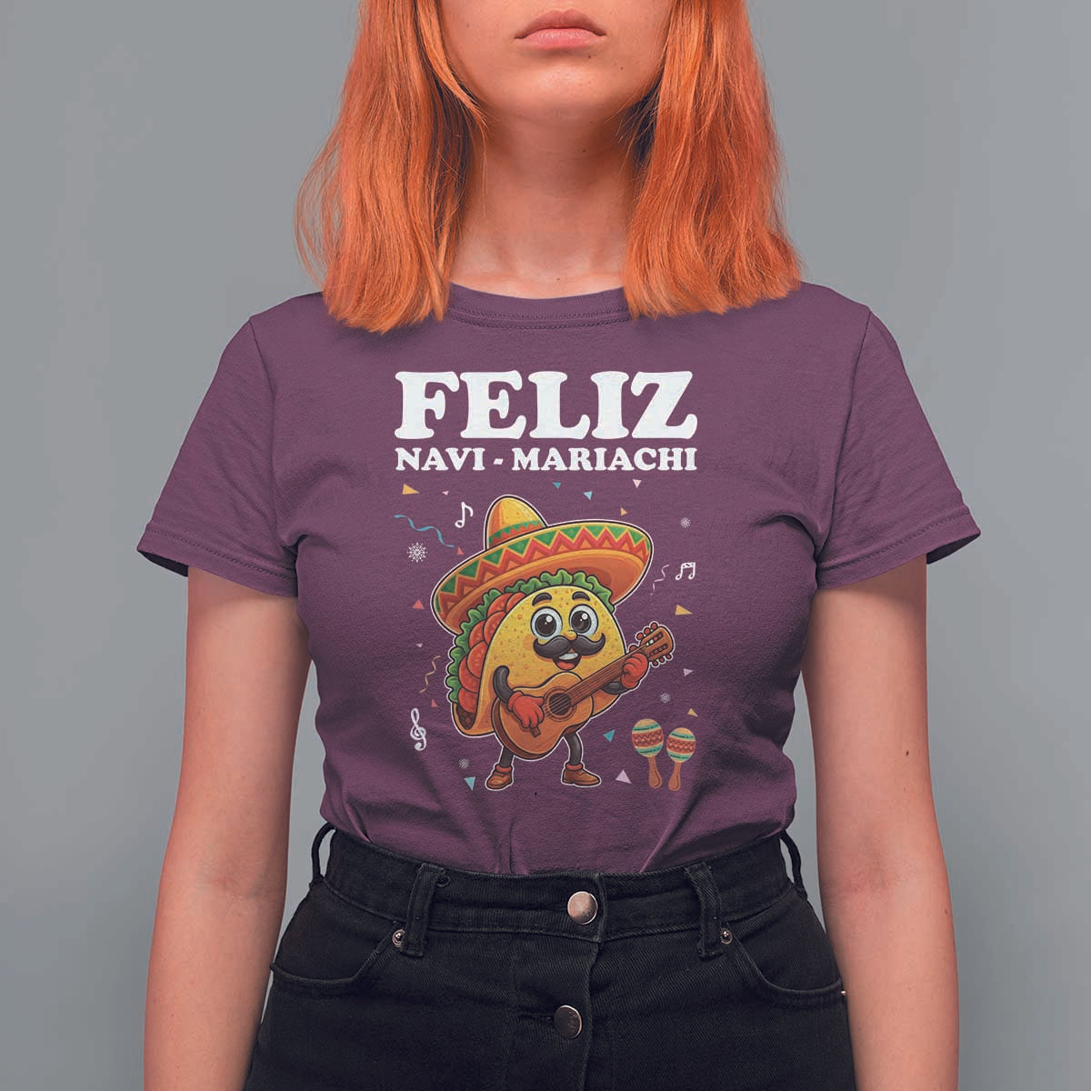 Funny Taco Mexican Christmas T Shirt For Women Feliz Navi Mariachi - Wonder Print Shop
