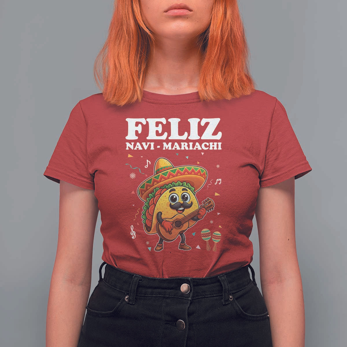 Funny Taco Mexican Christmas T Shirt For Women Feliz Navi Mariachi - Wonder Print Shop