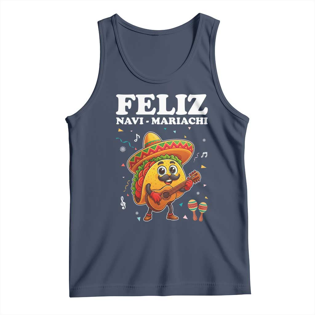 Funny Taco Mexican Christmas Tank Top Feliz Navi Mariachi - Wonder Print Shop
