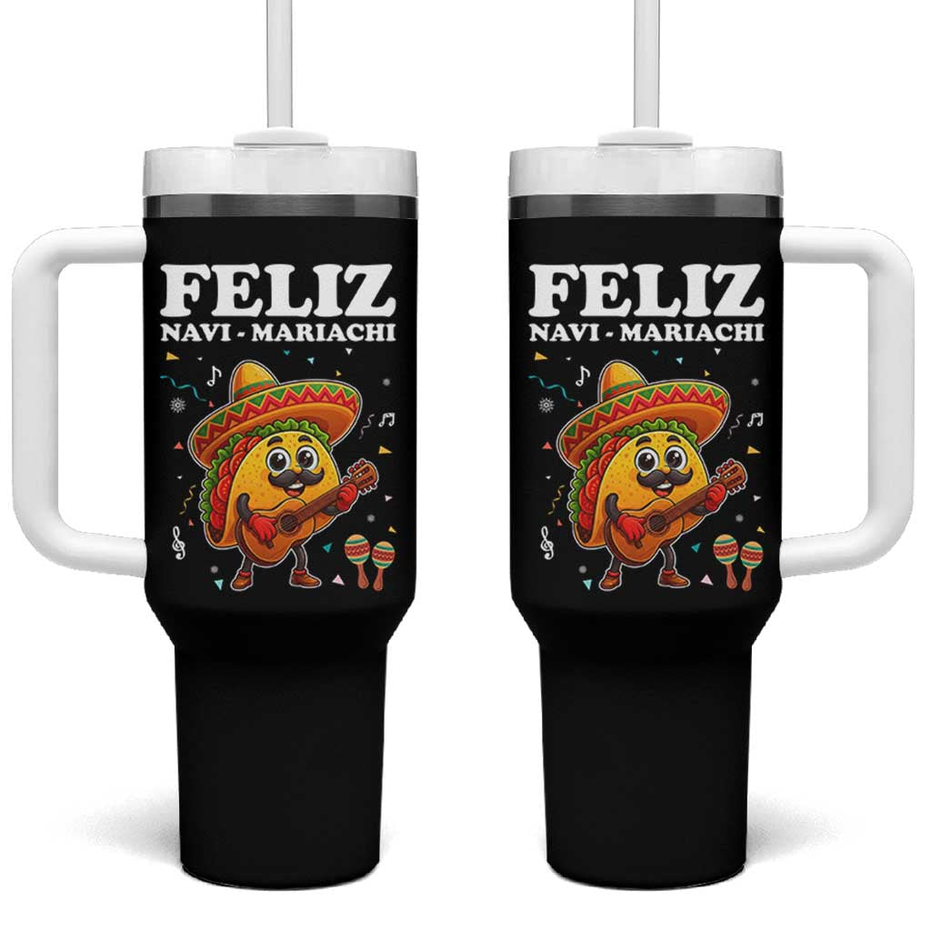 Funny Taco Mexican Christmas Tumbler With Handle Feliz Navi Mariachi - Wonder Print Shop