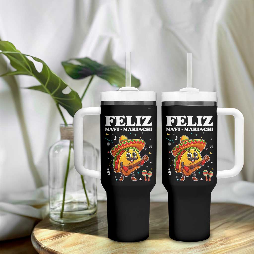 Funny Taco Mexican Christmas Tumbler With Handle Feliz Navi Mariachi - Wonder Print Shop