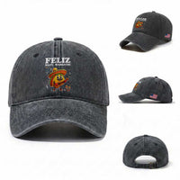 Funny Taco Mexican Christmas Washed Cotton Baseball Cap Feliz Navi Mariachi