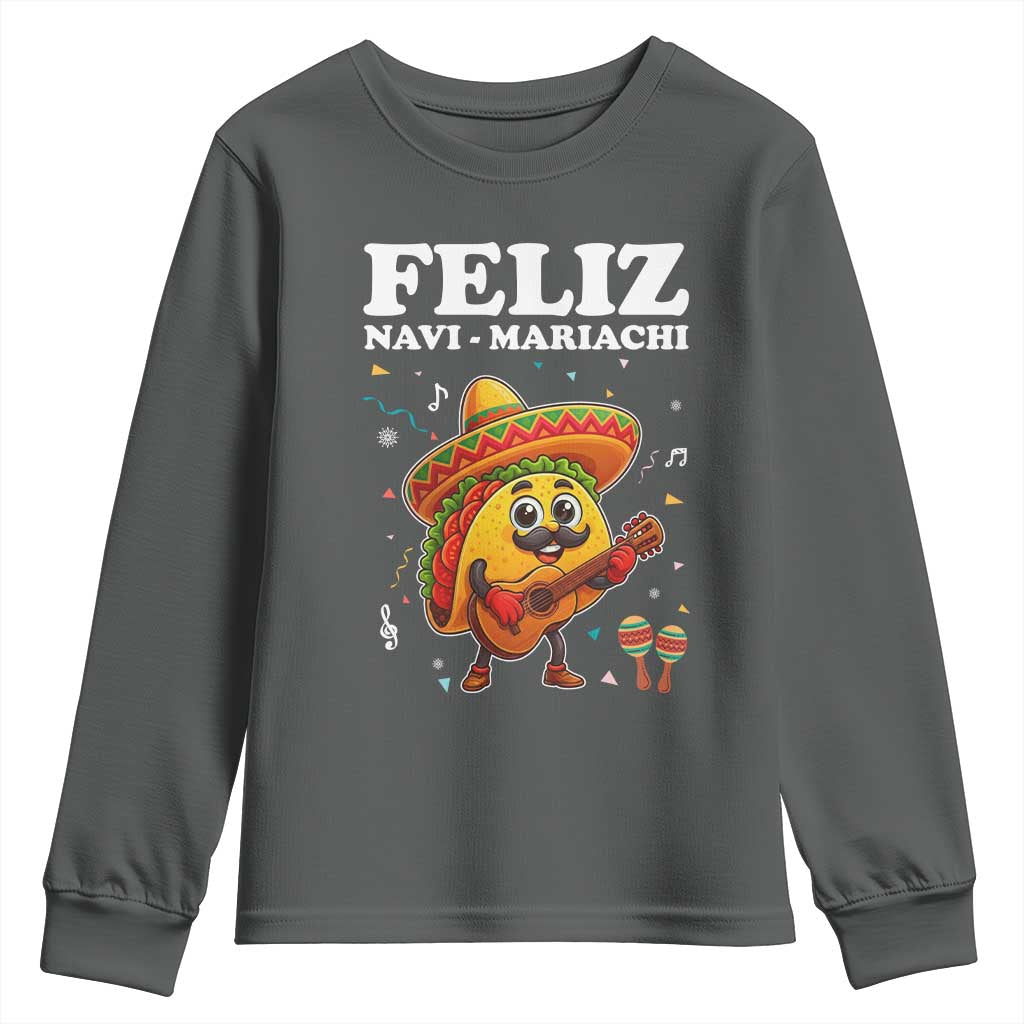 Funny Taco Mexican Christmas Youth Sweatshirt Feliz Navi Mariachi - Wonder Print Shop
