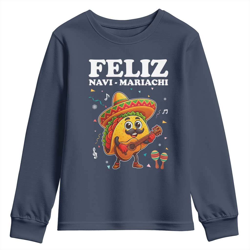 Funny Taco Mexican Christmas Youth Sweatshirt Feliz Navi Mariachi - Wonder Print Shop