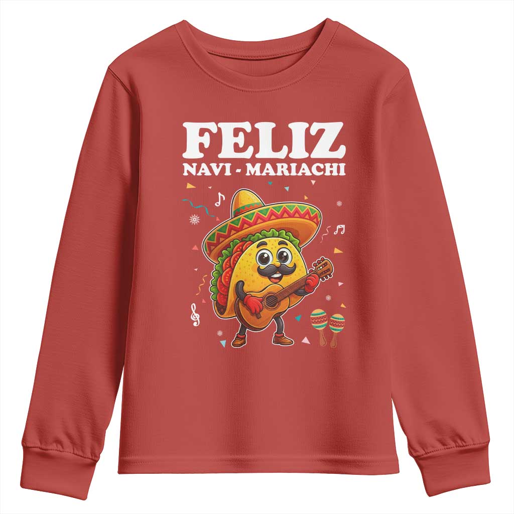 Funny Taco Mexican Christmas Youth Sweatshirt Feliz Navi Mariachi - Wonder Print Shop