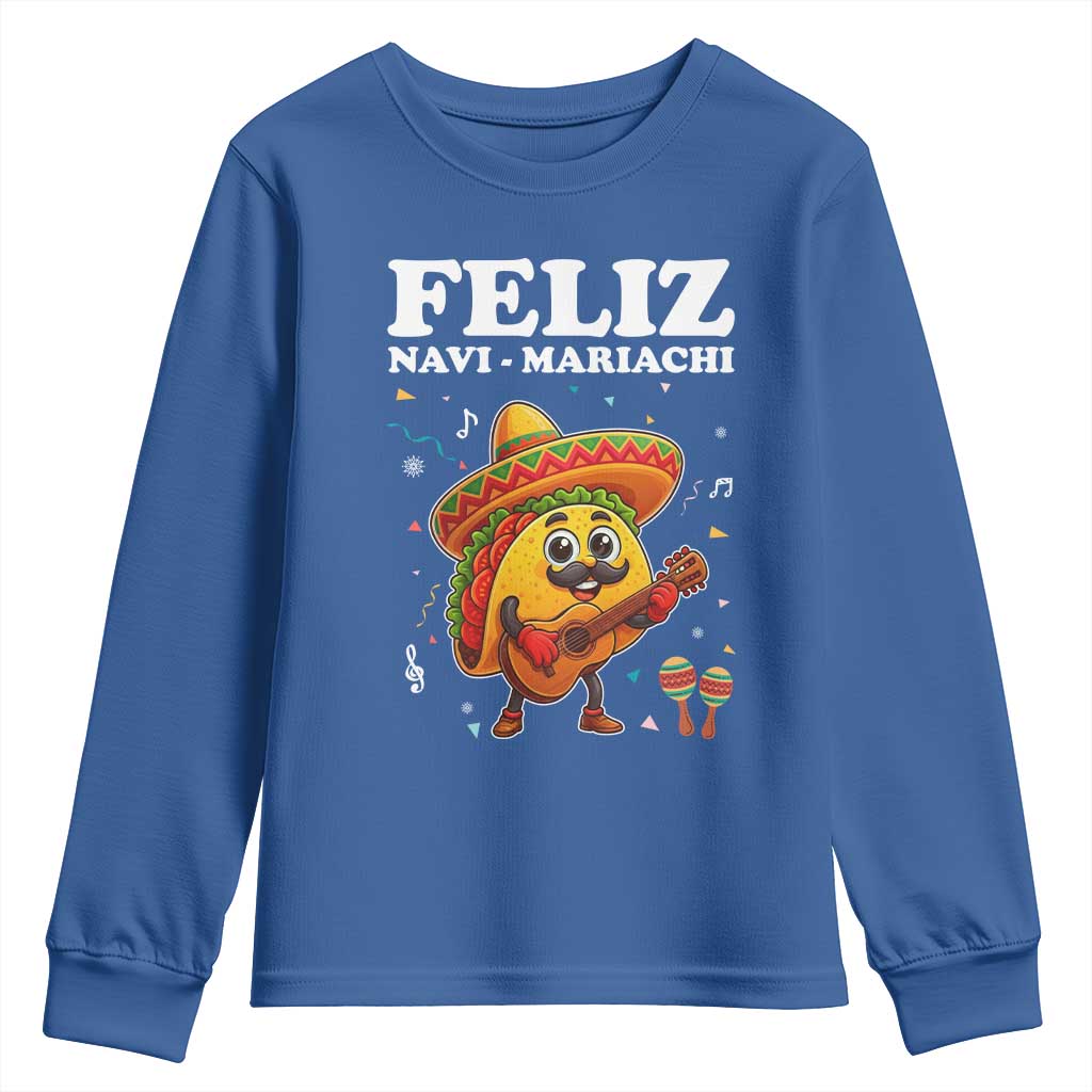 Funny Taco Mexican Christmas Youth Sweatshirt Feliz Navi Mariachi - Wonder Print Shop