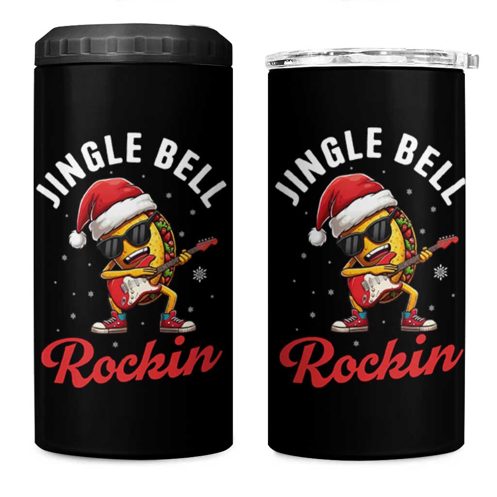 Funny Taco Christmas 4 in 1 Can Cooler Tumbler Jingle Bell Rockin - Wonder Print Shop
