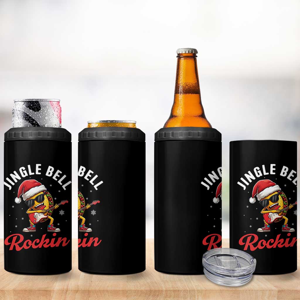 Funny Taco Christmas 4 in 1 Can Cooler Tumbler Jingle Bell Rockin - Wonder Print Shop
