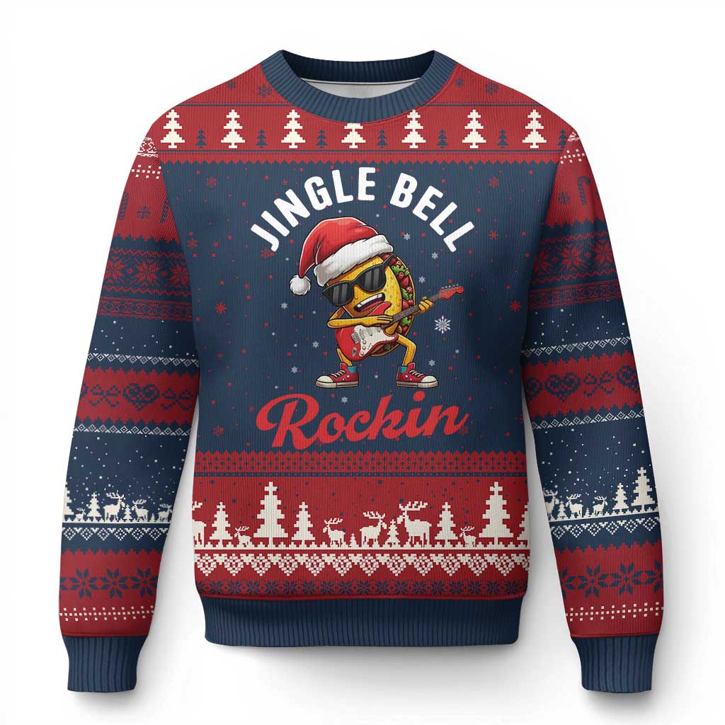 Funny Taco Xmas Ugly Christmas Sweater Jingle Bell Rockin - Wonder Print Shop
