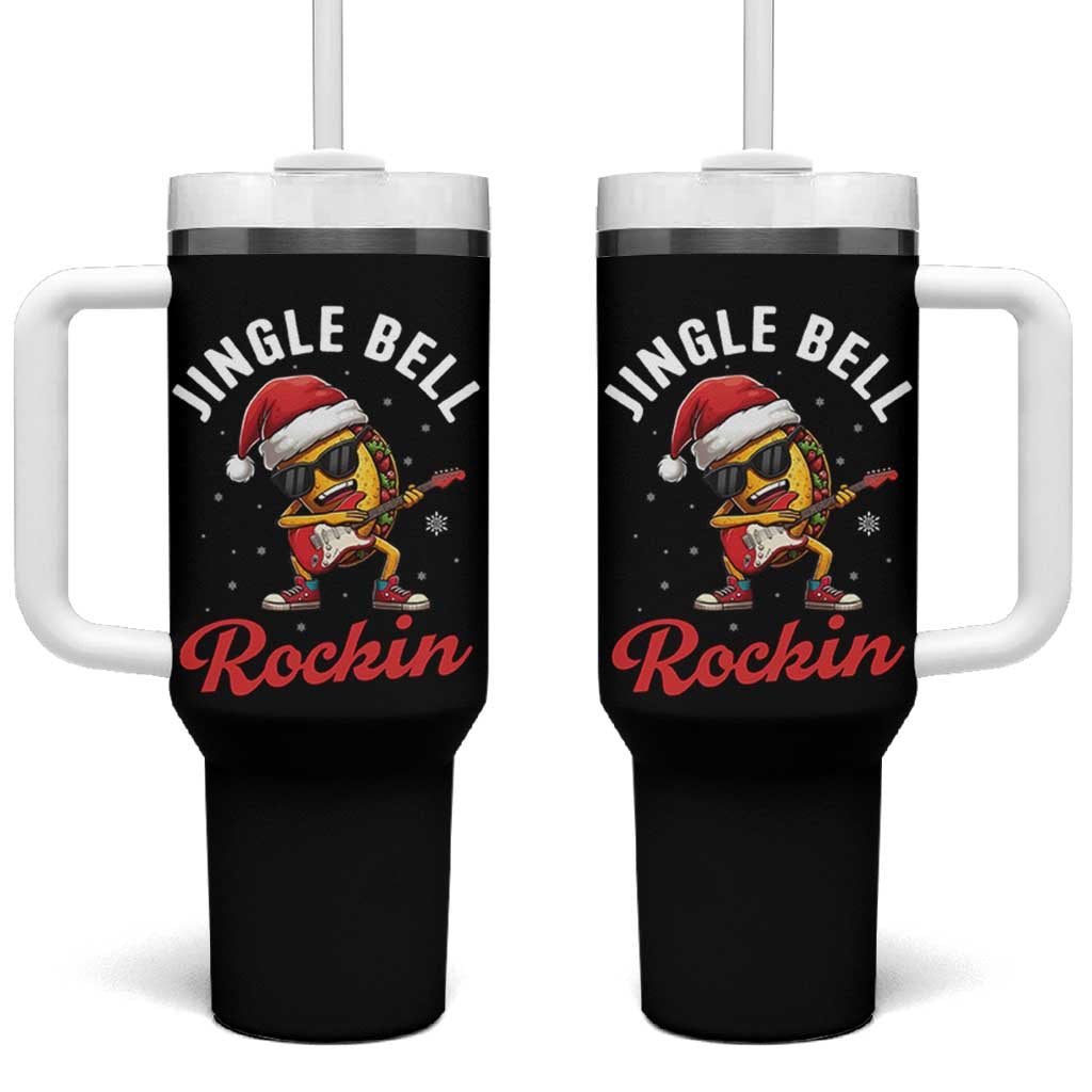 Funny Taco Christmas Tumbler With Handle Jingle Bell Rockin - Wonder Print Shop
