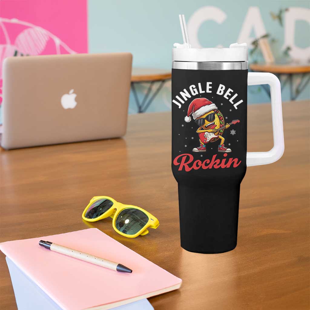 Funny Taco Christmas Tumbler With Handle Jingle Bell Rockin - Wonder Print Shop