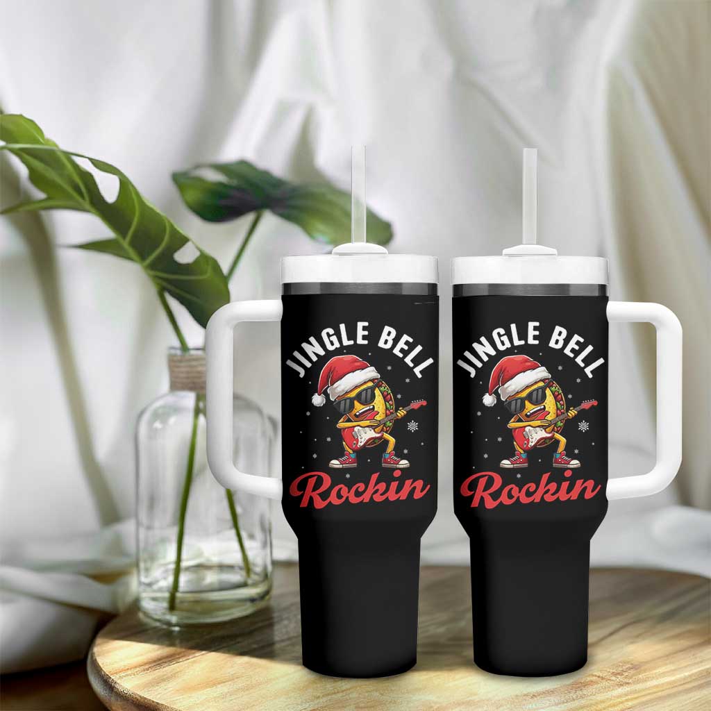 Funny Taco Christmas Tumbler With Handle Jingle Bell Rockin - Wonder Print Shop