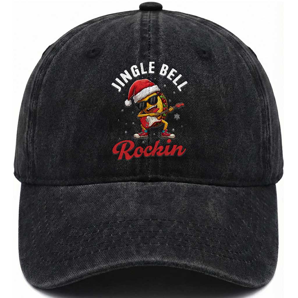 Funny Taco Christmas Washed Cotton Baseball Cap Jingle Bell Rockin