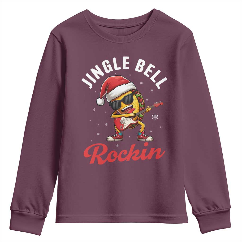 Funny Taco Christmas Youth Sweatshirt Jingle Bell Rockin - Wonder Print Shop