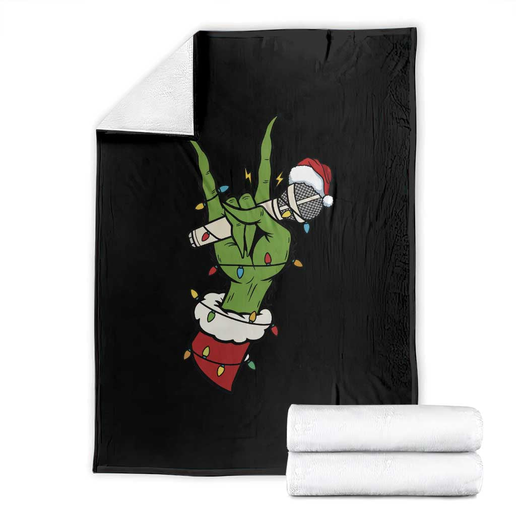 Funny Christmas Rock Throw Blanket Rock Green Hand Style Xmas - Wonder Print Shop
