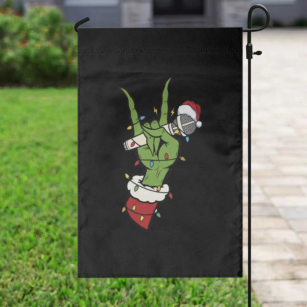 Funny Christmas Rock Garden Flag Rock Green Hand Style Xmas - Wonder Print Shop