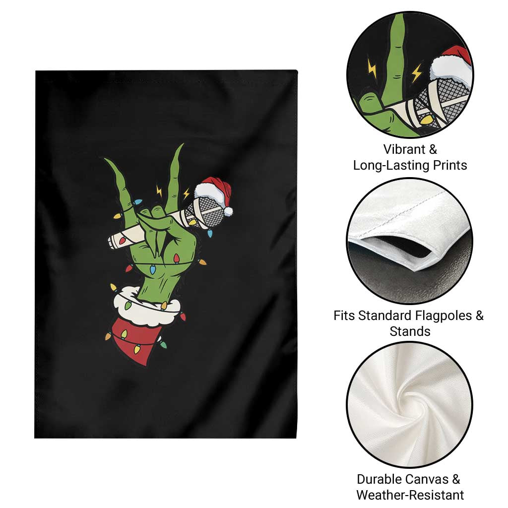 Funny Christmas Rock Garden Flag Rock Green Hand Style Xmas - Wonder Print Shop