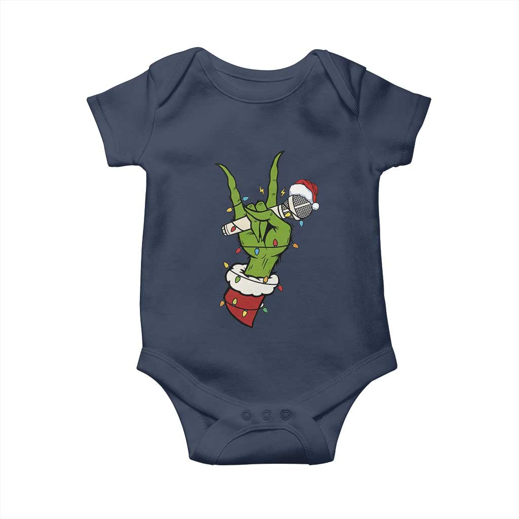 Funny Christmas Rock Baby Onesie Rock Green Hand Style Xmas - Wonder Print Shop