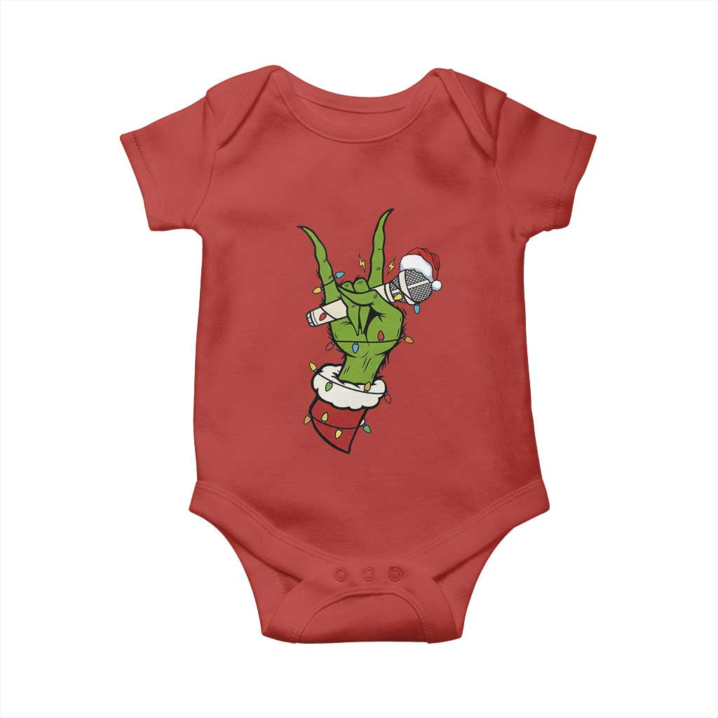 Funny Christmas Rock Baby Onesie Rock Green Hand Style Xmas - Wonder Print Shop