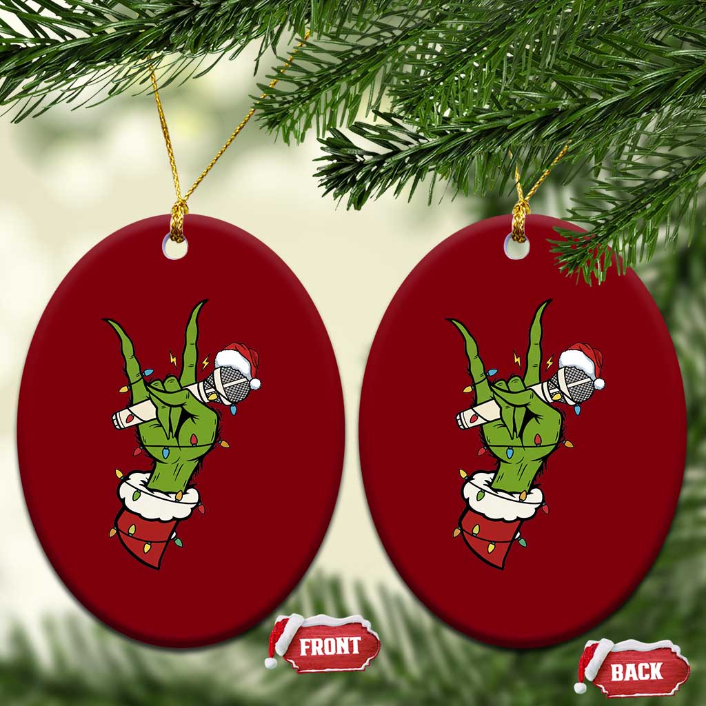 Funny Xmas Rock Ceramic Ornament Rock Green Hand Style Xmas - Wonder Print Shop