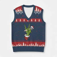 Funny Xmas Rock V-Neck Knit Sweater Vest Rock Green Hand Style Xmas - Wonder Print Shop
