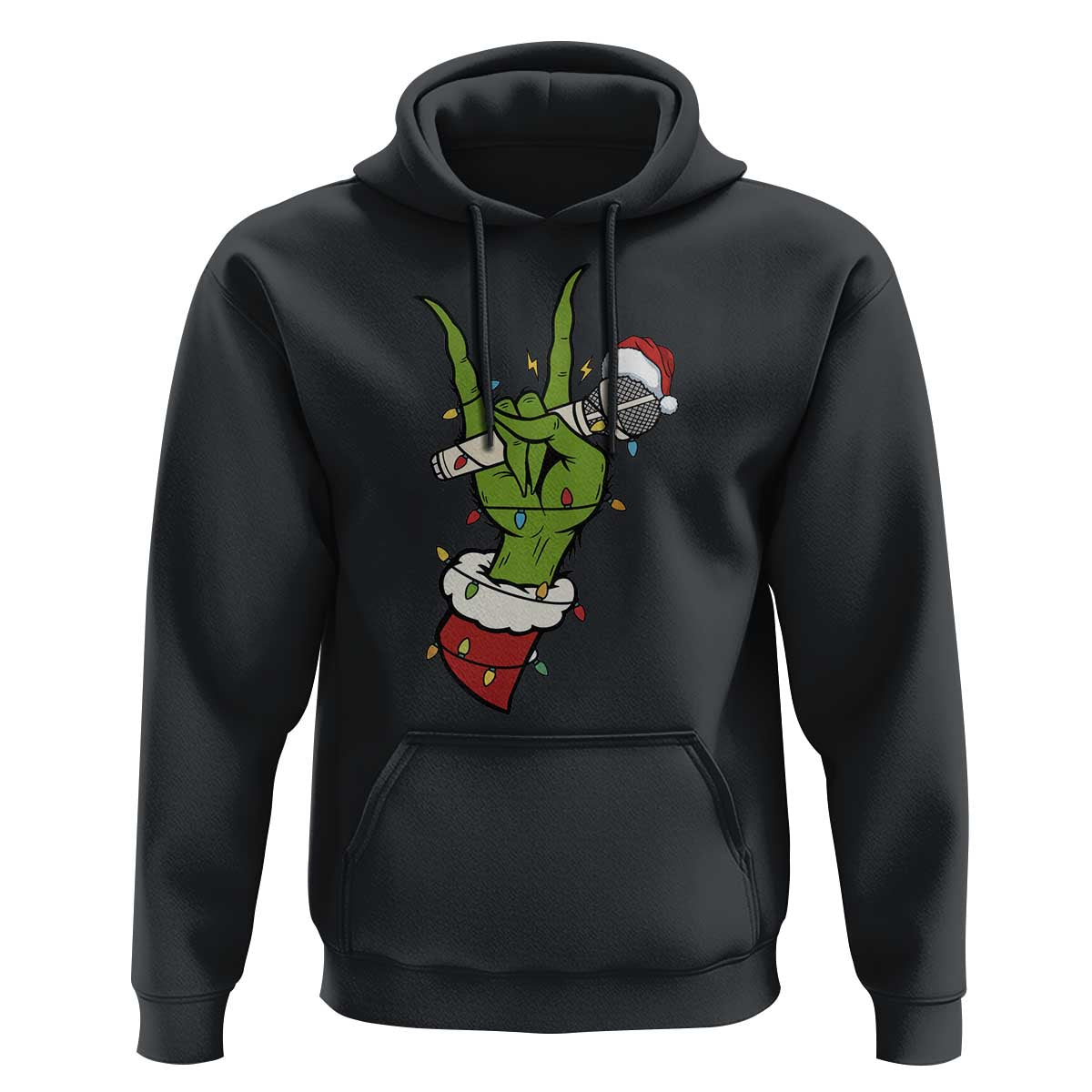 Funny Christmas Rock Hoodie Rock Green Hand Style Xmas - Wonder Print Shop