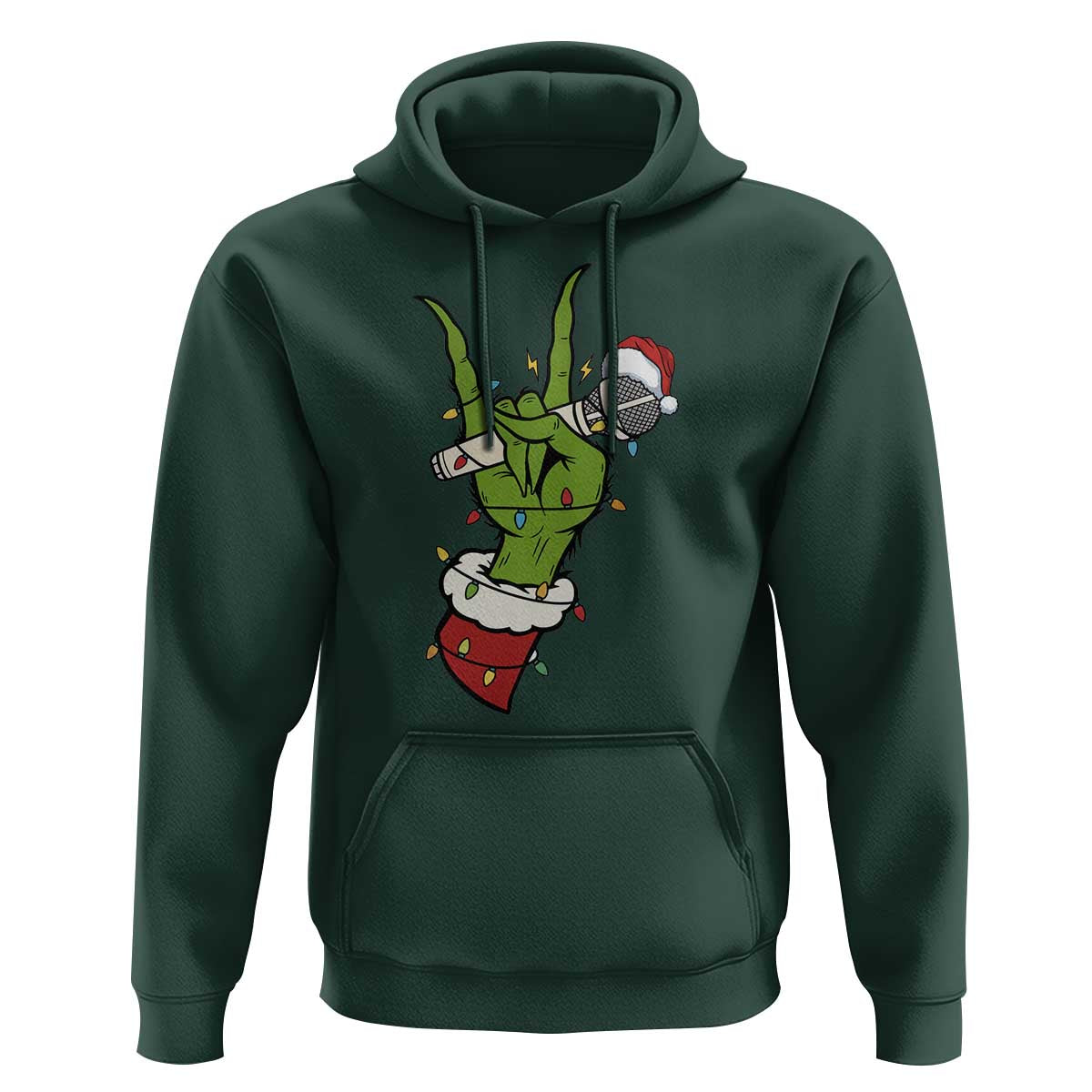 Funny Christmas Rock Hoodie Rock Green Hand Style Xmas - Wonder Print Shop