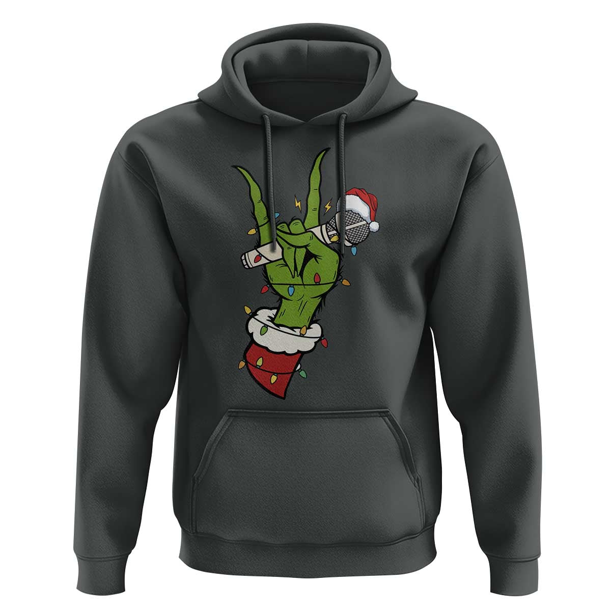 Funny Christmas Rock Hoodie Rock Green Hand Style Xmas - Wonder Print Shop