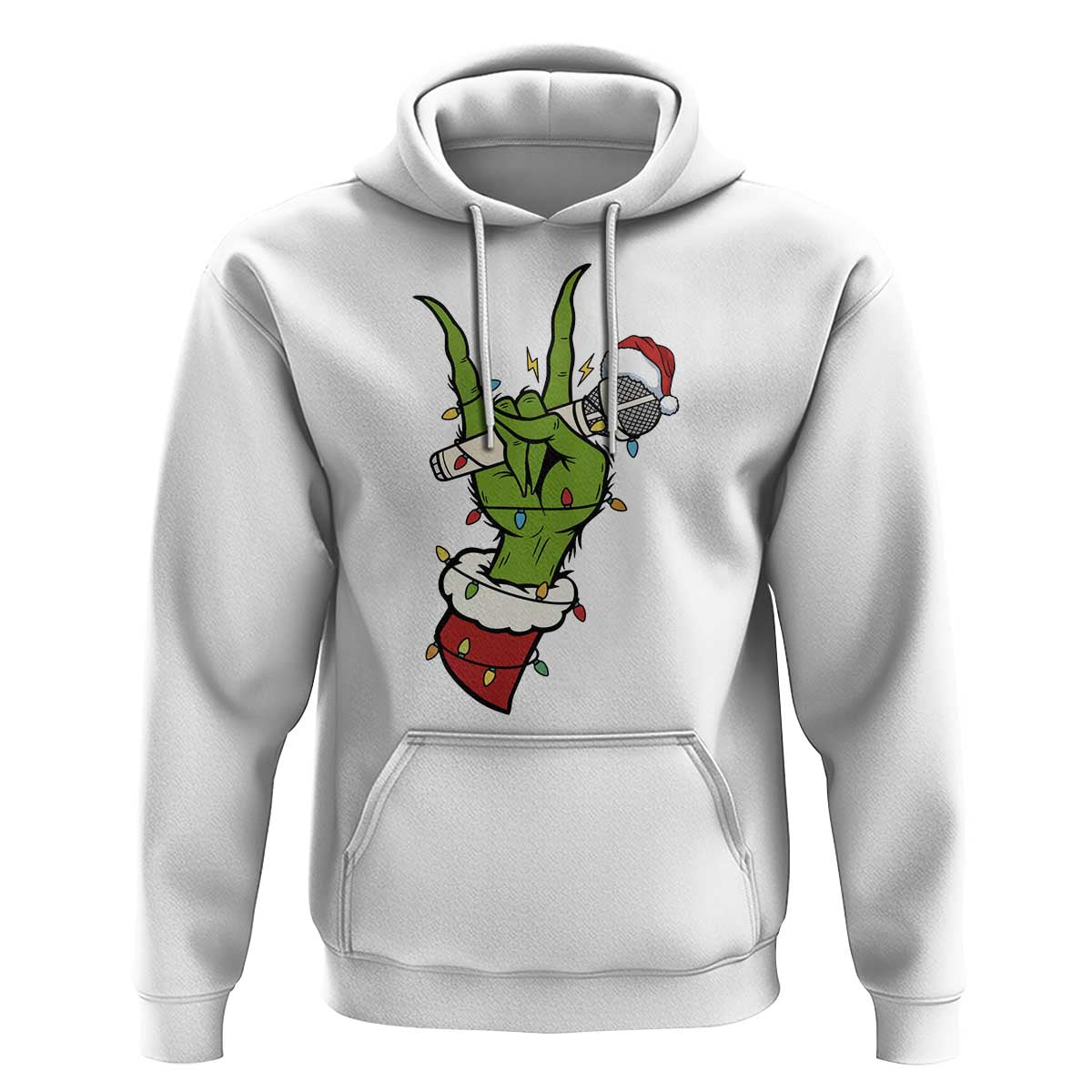 Funny Christmas Rock Hoodie Rock Green Hand Style Xmas - Wonder Print Shop