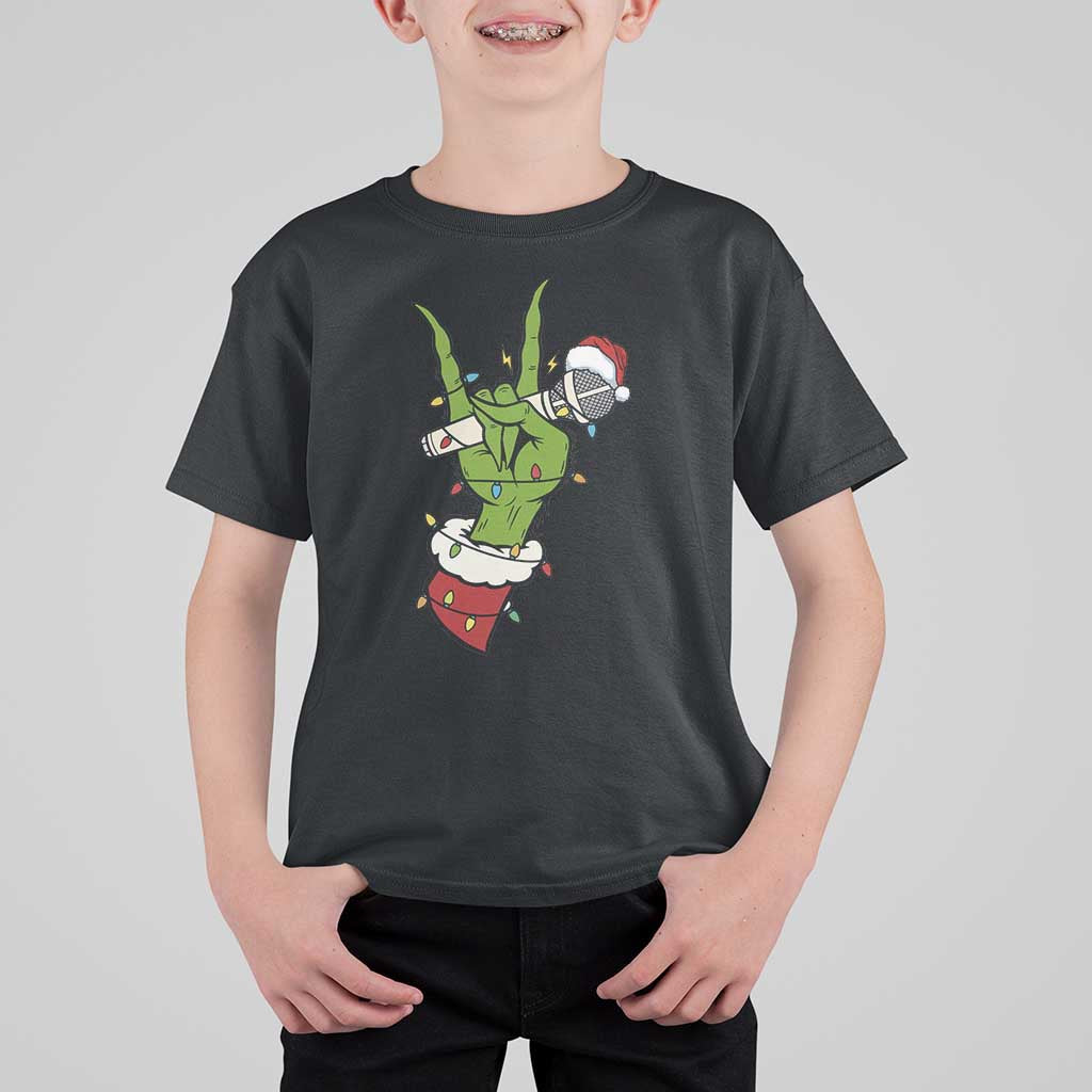 Funny Christmas Rock T Shirt For Kid Rock Green Hand Style Xmas - Wonder Print Shop